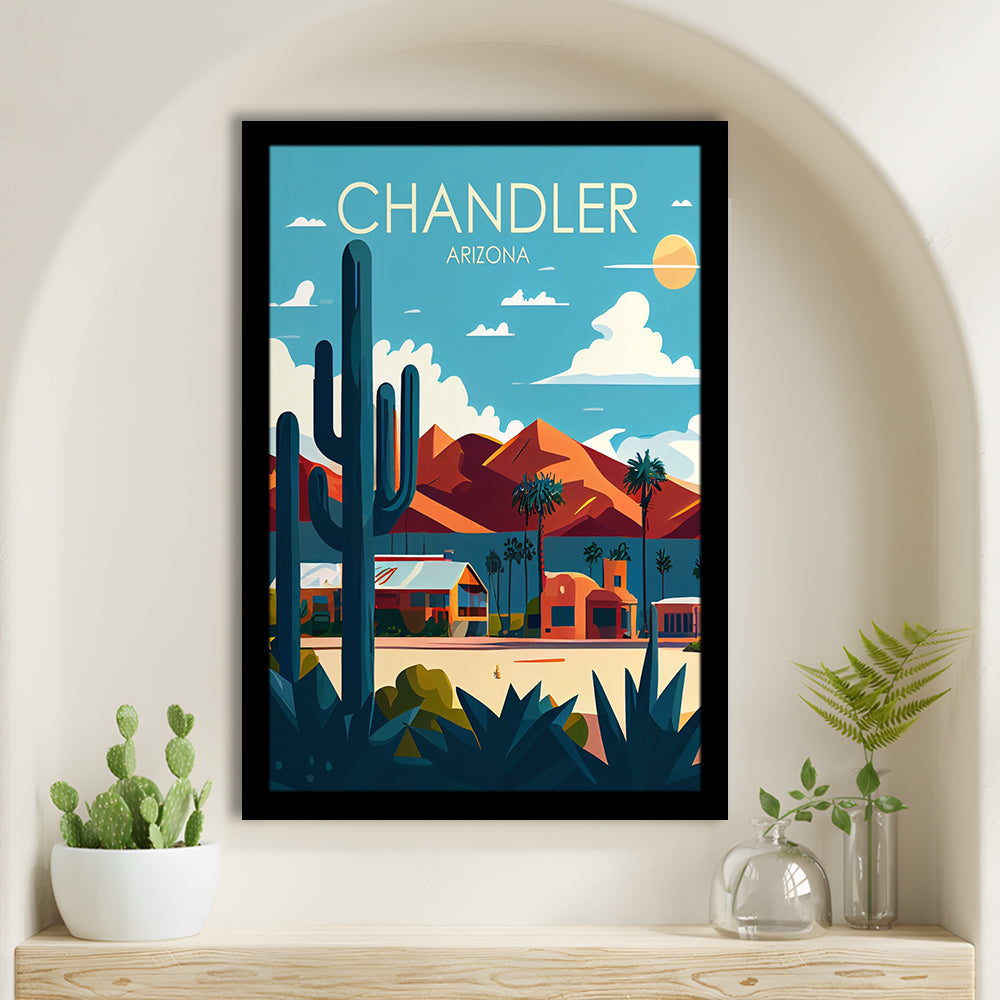 Chandler Arizona Retro Art Print, Chandler City Wall Art, Framed Art Print, Picture Framed, Painting Art