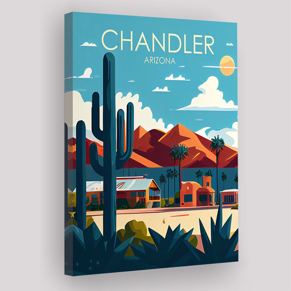 Chandler Arizona Retro Art Print, Chandler City Wall Art, Canvas Print, Painting Canvas, Living Room Decor