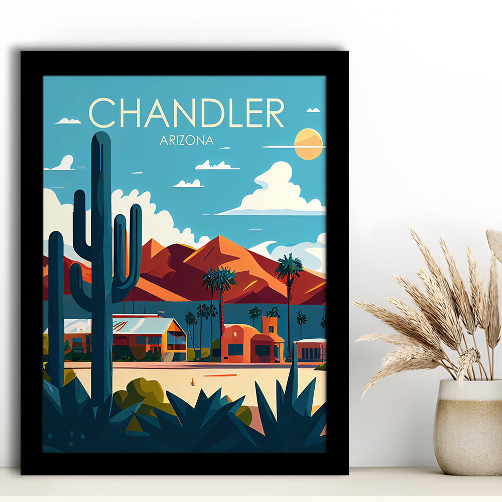 Chandler Arizona Retro Art Print, Chandler City Wall Art, Framed Art Print, Picture Framed, Painting Art