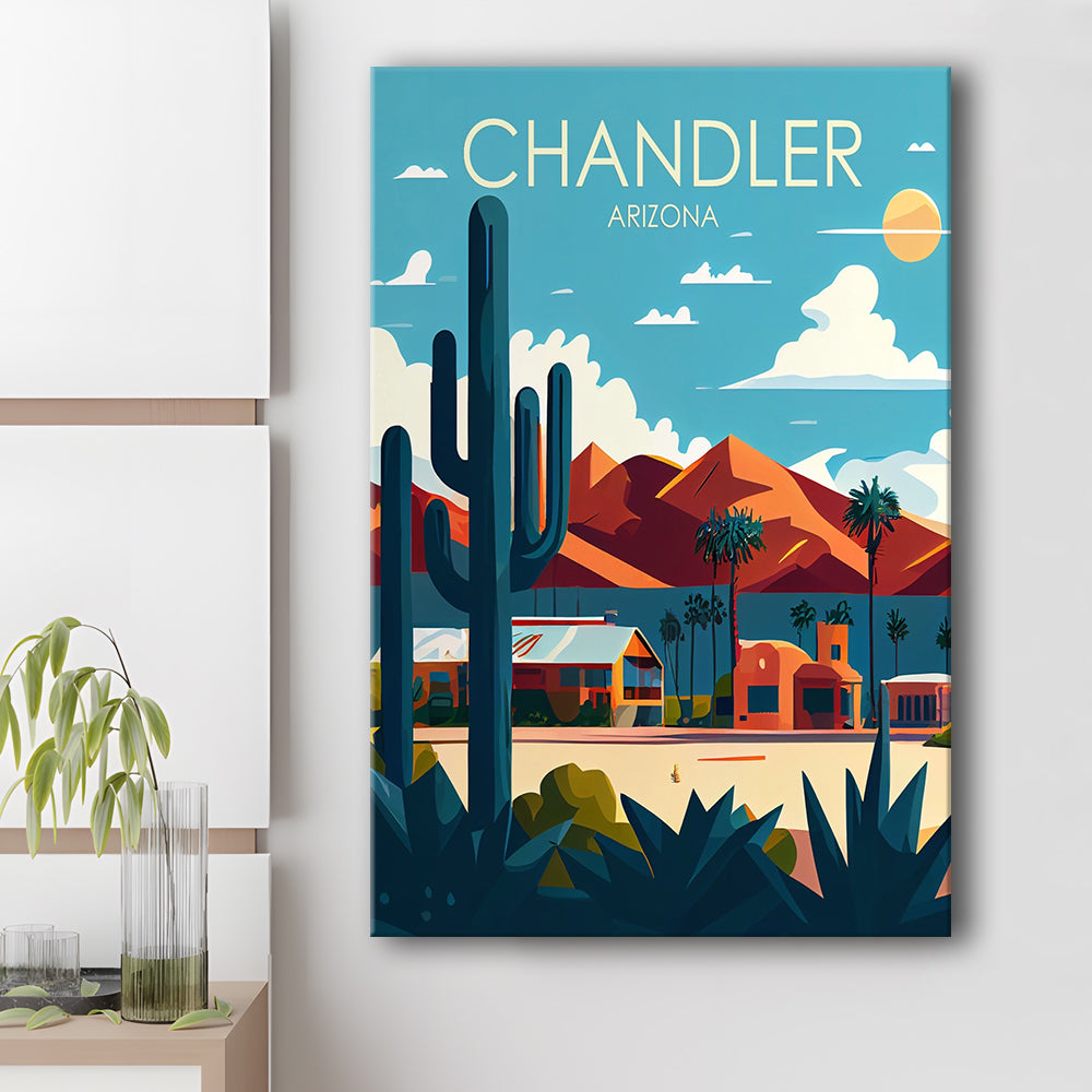 Chandler Arizona Retro Art Print, Chandler City Wall Art, Canvas Print, Painting Canvas, Living Room Decor