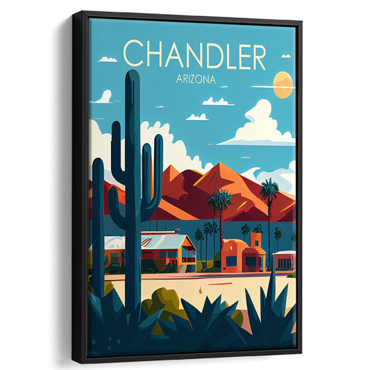 Chandler Arizona Retro Art Print, Chandler City Wall Art, Floating Framed Canvas Print, Framed Picture, Painting Canvas