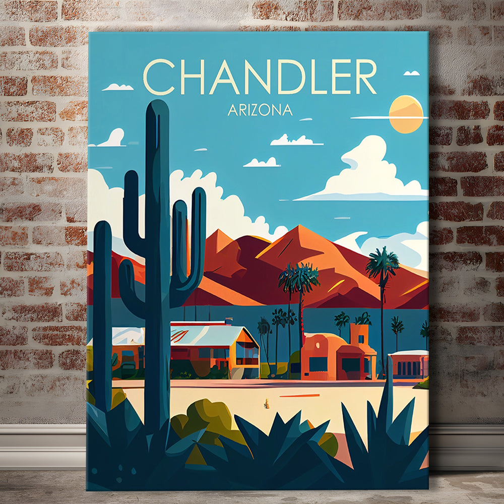 Chandler Arizona Retro Art Print, Chandler City Wall Art, Canvas Print, Painting Canvas, Living Room Decor