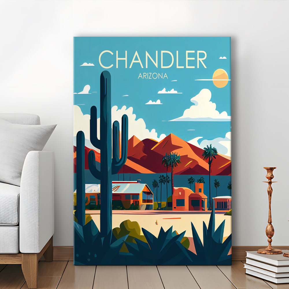 Chandler Arizona Retro Art Print, Chandler City Wall Art, Canvas Print, Painting Canvas, Living Room Decor
