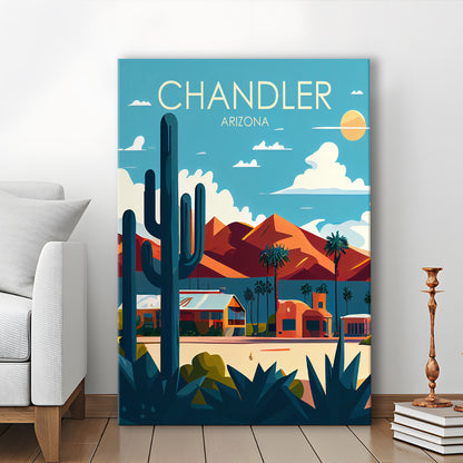 Chandler Arizona Retro Art Print, Chandler City Wall Art, Canvas Print, Painting Canvas, Living Room Decor