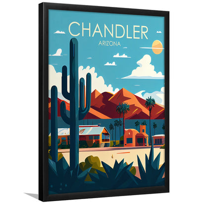 Chandler Arizona Retro Art Print, Chandler City Wall Art, Framed Art Print, Picture Framed, Painting Art
