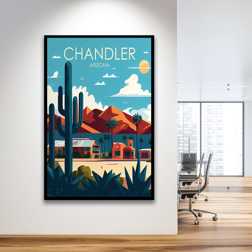 Chandler Arizona Retro Art Print, Chandler City Wall Art, Framed Art Print, Picture Framed, Painting Art