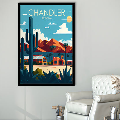 Chandler Arizona Retro Art Print, Chandler City Wall Art, Framed Art Print, Picture Framed, Painting Art