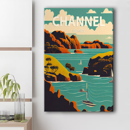 Channel Islands Retro Art Print, Channel Islands City Wall Art, Canvas Print, Painting Canvas, Living Room Decor
