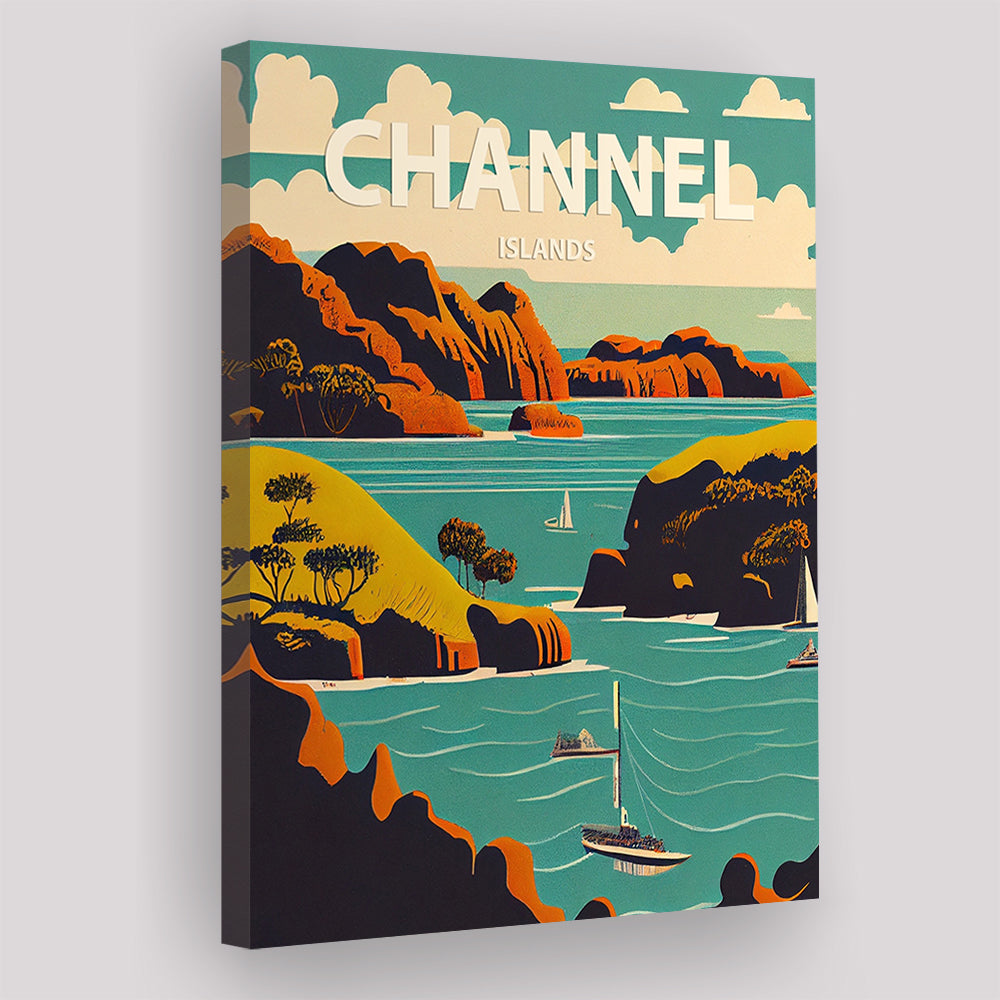 Channel Islands Retro Art Print, Channel Islands City Wall Art, Canvas Print, Painting Canvas, Living Room Decor