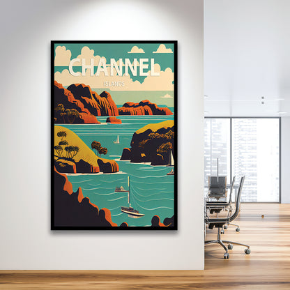 Channel Islands Retro Art Print, Channel Islands City Wall Art, Framed Art Print, Picture Framed, Painting Art