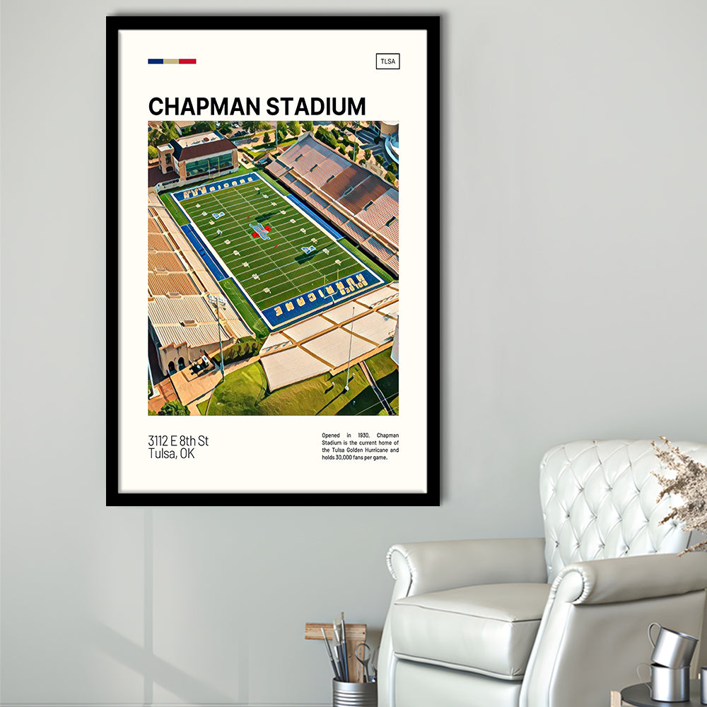 Chapman Stadium Print, Tulsa Golden Hurricane Stadium Art, Gifts for him, Sport Art, Framed Art Print Wall Decor