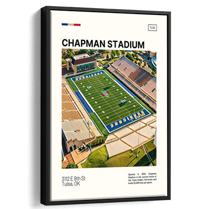 Chapman Stadium Print, Tulsa Golden Hurricane Stadium Canvas Art, Man Cave Gift, Floating Framed Canvas Print Wall Art