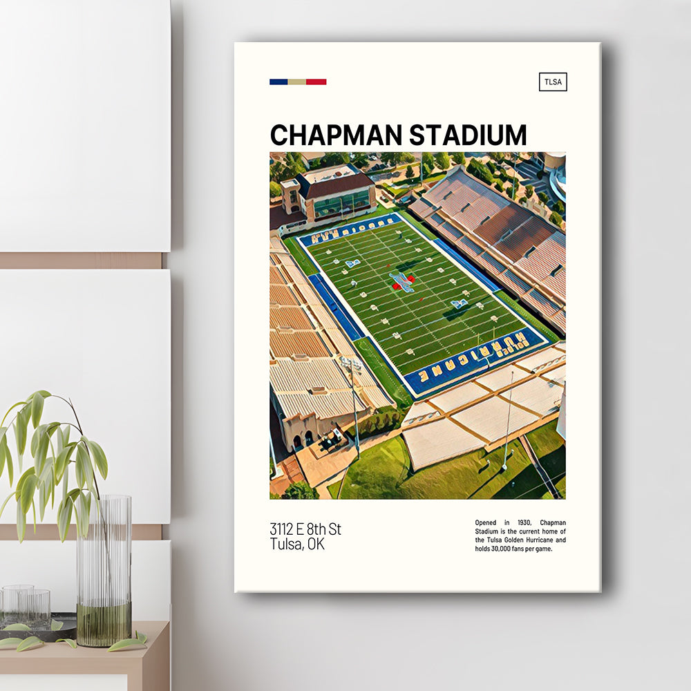 Chapman Stadium Print, Tulsa Golden Hurricane Stadium Canvas Art, Fan Gifts, Sport Art, Canvas Print Wall Art