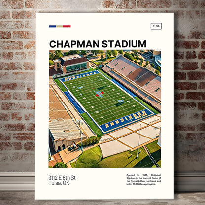 Chapman Stadium Print, Tulsa Golden Hurricane Stadium Canvas Art, Fan Gifts, Sport Art, Canvas Print Wall Art