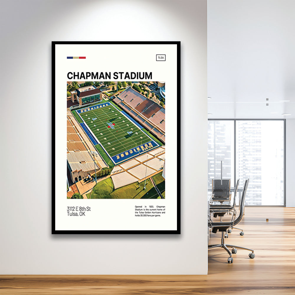 Chapman Stadium Print, Tulsa Golden Hurricane Stadium Art, Gifts for him, Sport Art, Framed Art Print Wall Decor