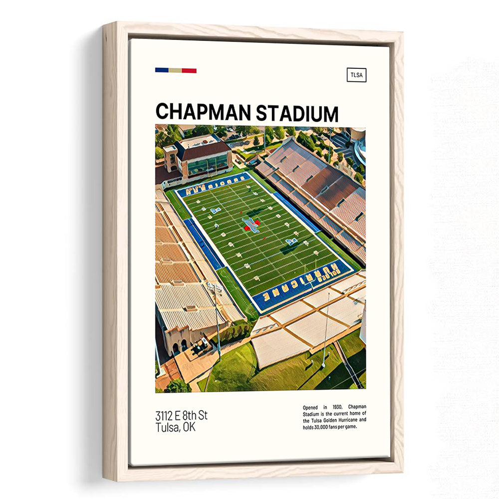 Chapman Stadium Print, Tulsa Golden Hurricane Stadium Canvas Art, Man Cave Gift, Floating Framed Canvas Print Wall Art
