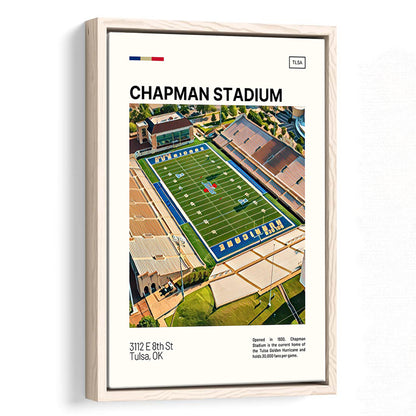 Chapman Stadium Print, Tulsa Golden Hurricane Stadium Canvas Art, Man Cave Gift, Floating Framed Canvas Print Wall Art