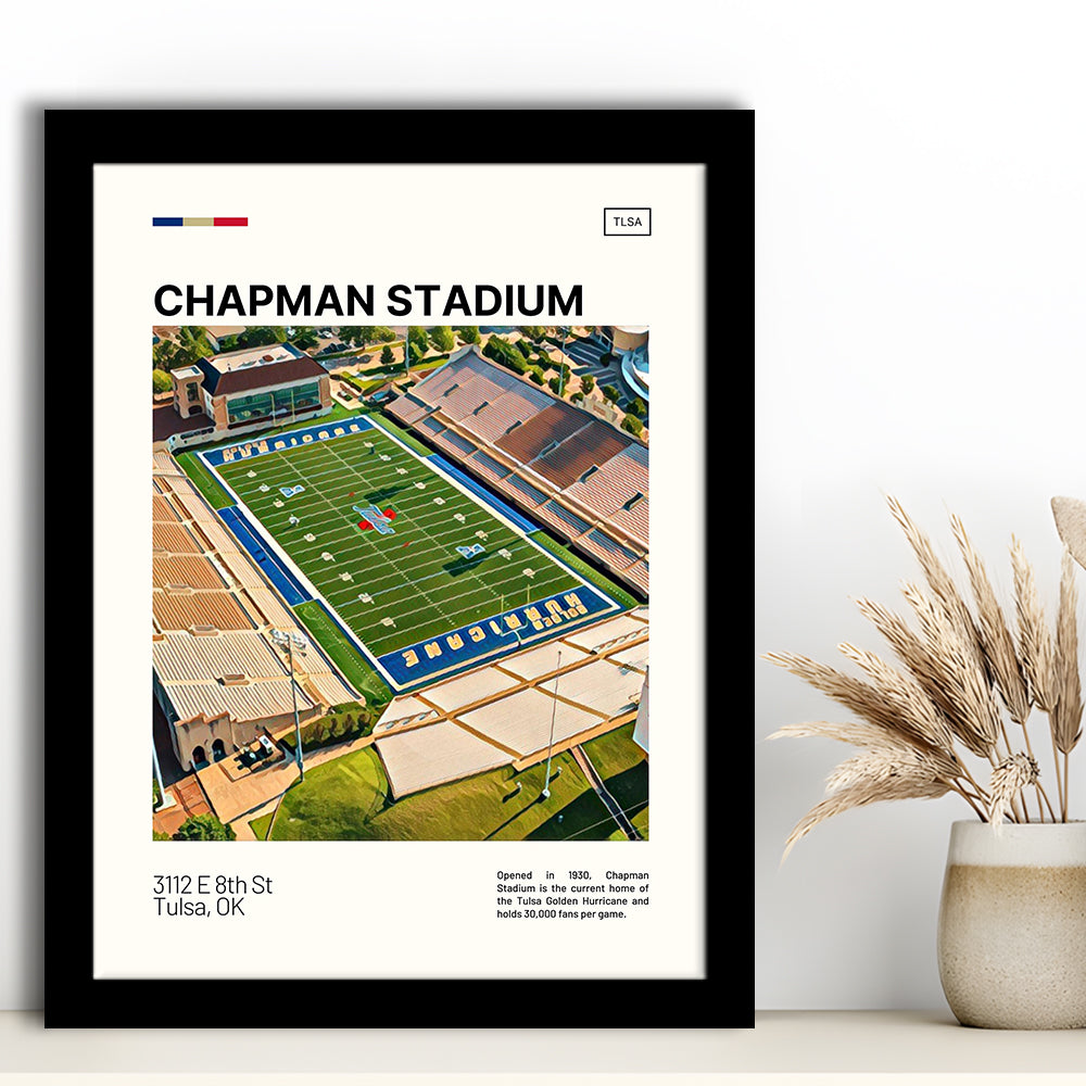 Chapman Stadium Print, Tulsa Golden Hurricane Stadium Art, Gifts for him, Sport Art, Framed Art Print Wall Decor