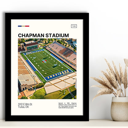Chapman Stadium Print, Tulsa Golden Hurricane Stadium Art, Gifts for him, Sport Art, Framed Art Print Wall Decor