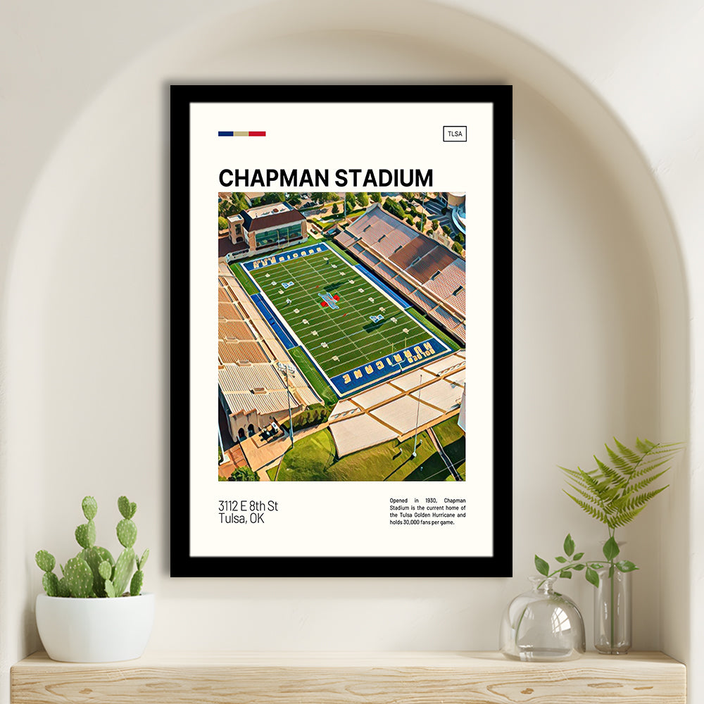 Chapman Stadium Print, Tulsa Golden Hurricane Stadium Art, Gifts for him, Sport Art, Framed Art Print Wall Decor
