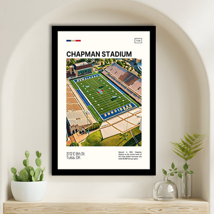 Chapman Stadium Print, Tulsa Golden Hurricane Stadium Art, Gifts for him, Sport Art, Framed Art Print Wall Decor