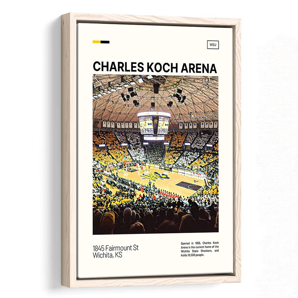 Charles Koch Arena Print, Wichita State Shockers Basketball Stadium Canvas Art, Man Cave Gift, Floating Framed Canvas Print