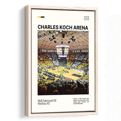 Charles Koch Arena Print, Wichita State Shockers Basketball Stadium Canvas Art, Man Cave Gift, Floating Framed Canvas Print