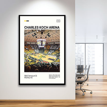 Charles Koch Arena Print, Wichita State Shockers Stadium Art, Gifts for him, Sport Art, Framed Art Print Wall Decor