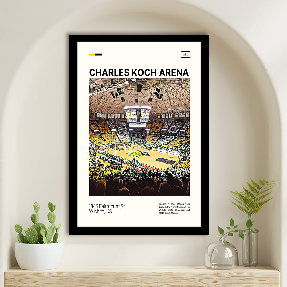 Charles Koch Arena Print, Wichita State Shockers Stadium Art, Gifts for him, Sport Art, Framed Art Print Wall Decor