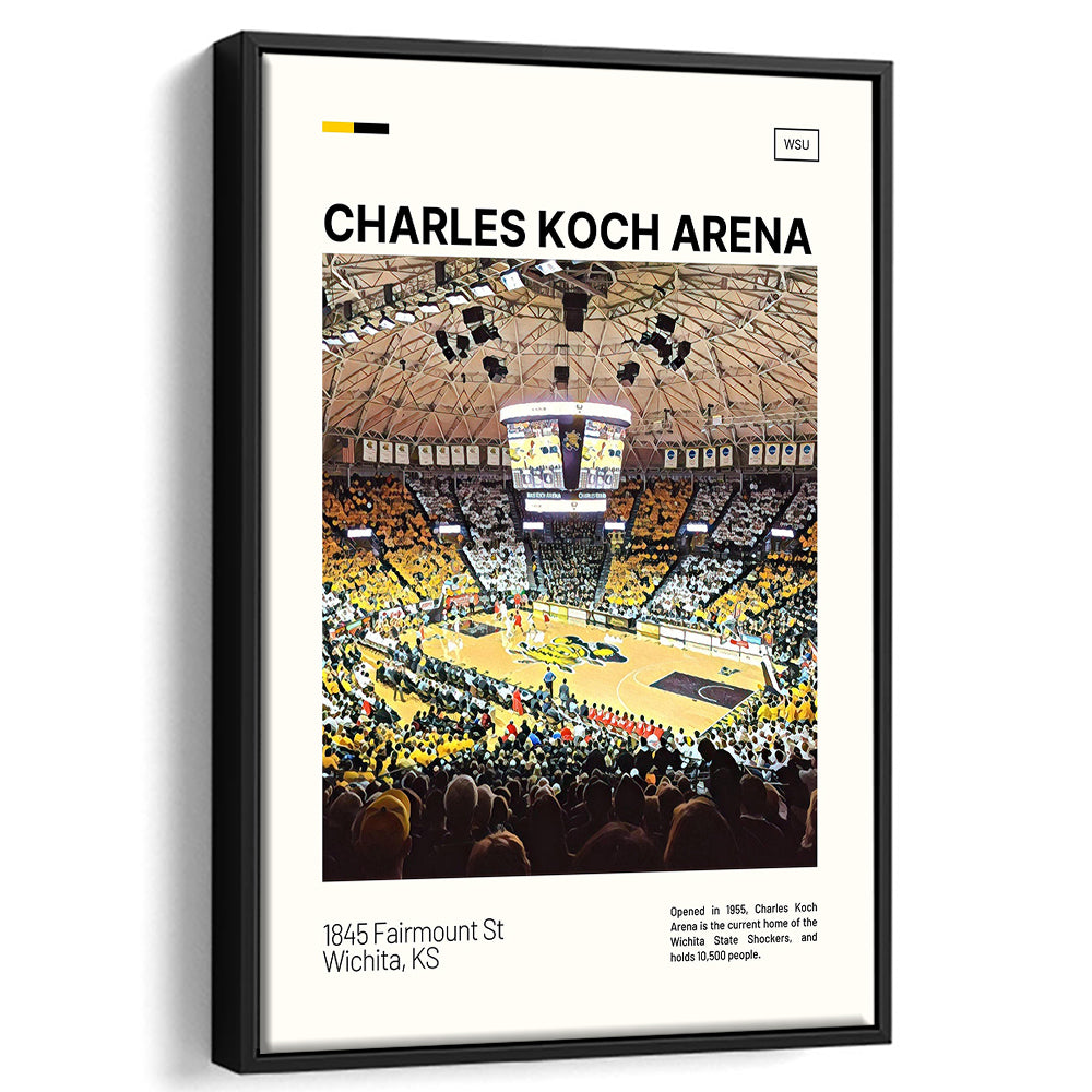 Charles Koch Arena Print, Wichita State Shockers Basketball Stadium Canvas Art, Man Cave Gift, Floating Framed Canvas Print