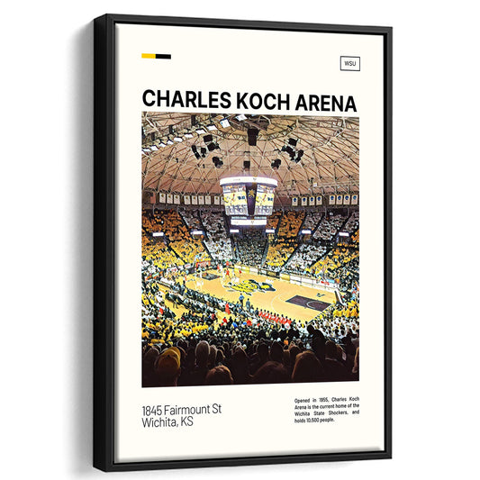 Charles Koch Arena Print, Wichita State Shockers Basketball Stadium Canvas Art, Man Cave Gift, Floating Framed Canvas Print