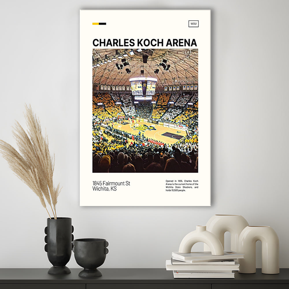 Charles Koch Arena Print, Wichita State Shockers Basketball Stadium Canvas Art, Fan Gifts, Sport Art, Canvas Print Wall Art