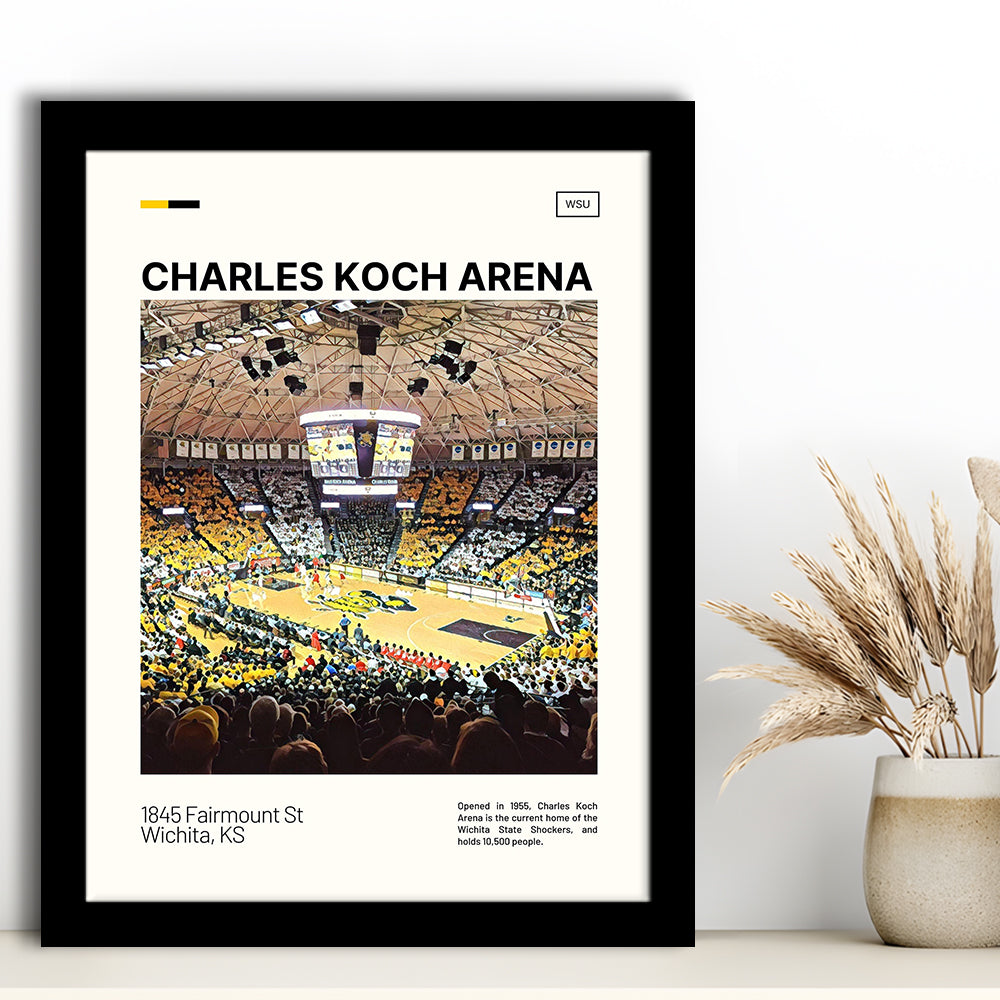 Charles Koch Arena Print, Wichita State Shockers Stadium Art, Gifts for him, Sport Art, Framed Art Print Wall Decor
