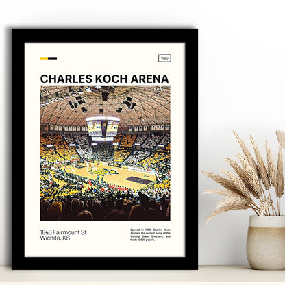 Charles Koch Arena Print, Wichita State Shockers Stadium Art, Gifts for him, Sport Art, Framed Art Print Wall Decor