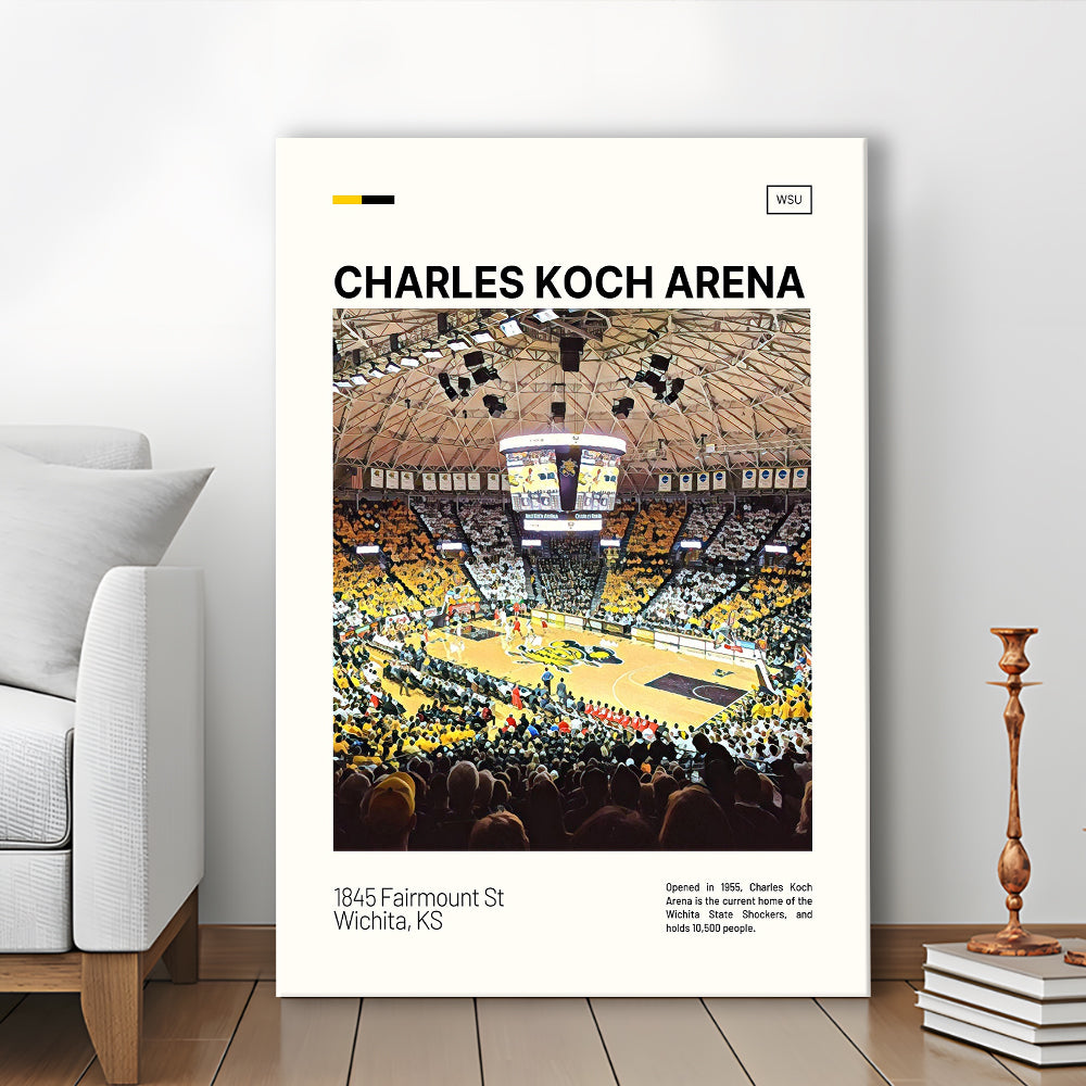 Charles Koch Arena Print, Wichita State Shockers Basketball Stadium Canvas Art, Fan Gifts, Sport Art, Canvas Print Wall Art