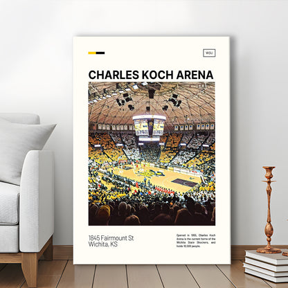 Charles Koch Arena Print, Wichita State Shockers Basketball Stadium Canvas Art, Fan Gifts, Sport Art, Canvas Print Wall Art