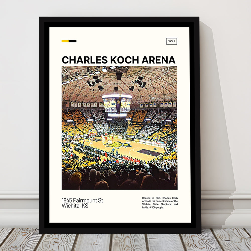 Charles Koch Arena Print, Wichita State Shockers Basketball Stadium Canvas Art, Man Cave Gift, Floating Framed Canvas Print