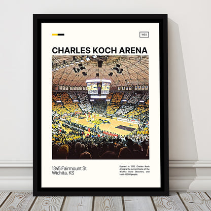 Charles Koch Arena Print, Wichita State Shockers Basketball Stadium Canvas Art, Man Cave Gift, Floating Framed Canvas Print