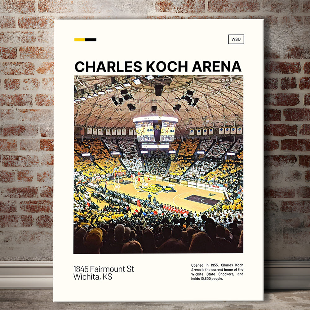 Charles Koch Arena Print, Wichita State Shockers Basketball Stadium Canvas Art, Fan Gifts, Sport Art, Canvas Print Wall Art