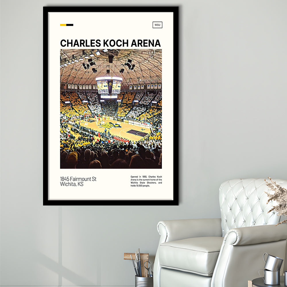 Charles Koch Arena Print, Wichita State Shockers Stadium Art, Gifts for him, Sport Art, Framed Art Print Wall Decor