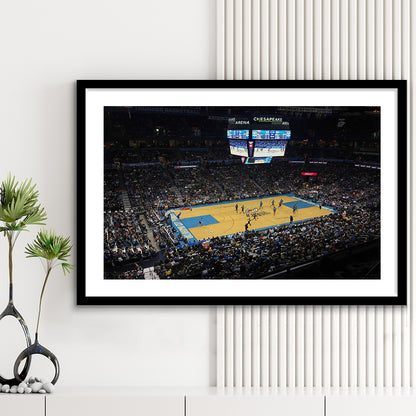 Charlotte Court, Stadium Canvas, Sport Art, Gift for him, White Border Framed Art Print Wall Decor