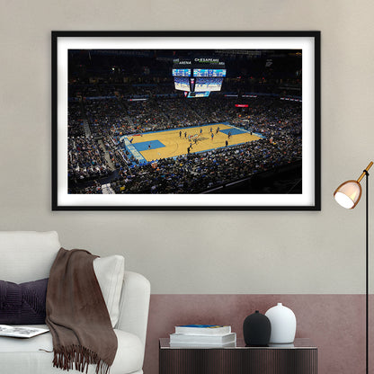 Charlotte Court, Stadium Canvas, Sport Art, Gift for him, White Border Framed Art Print Wall Decor