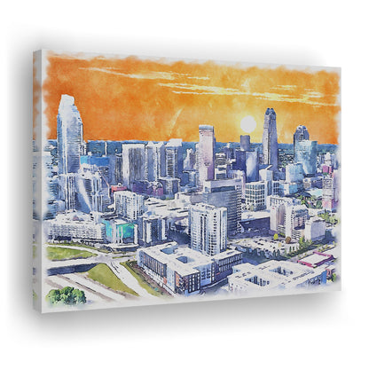 Charlotte Watercolor, Charlotte North Carolina, Sport Art, Gifts for him, Canvas Print Wall Art