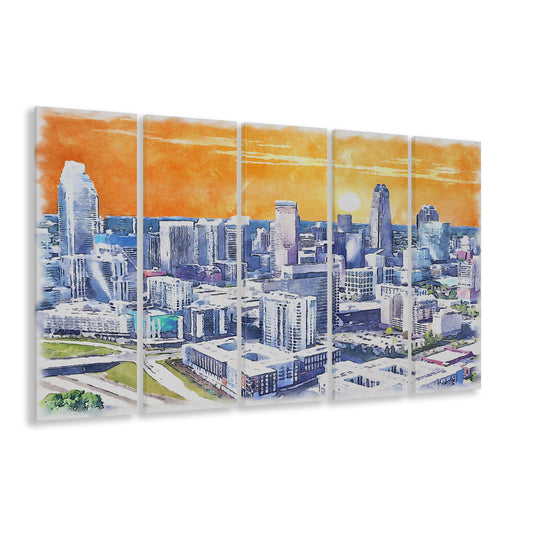 Charlotte Watercolor, Charlotte North Carolina, Sport Art, Extra Large Canvas Print Wall Art