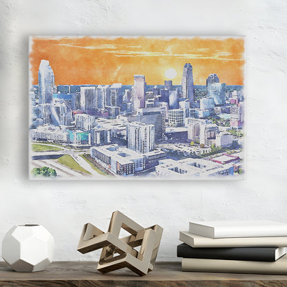 Charlotte Watercolor, Charlotte North Carolina, Sport Art, Gifts for him, Canvas Print Wall Art
