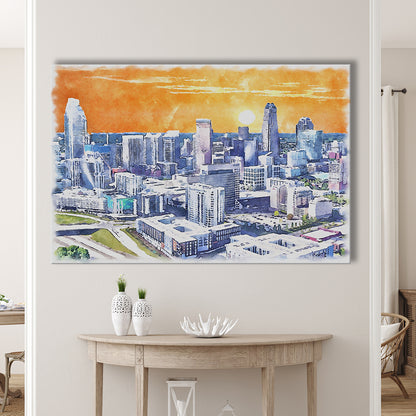 Charlotte Watercolor, Charlotte North Carolina, Sport Art, Gifts for him, Canvas Print Wall Art