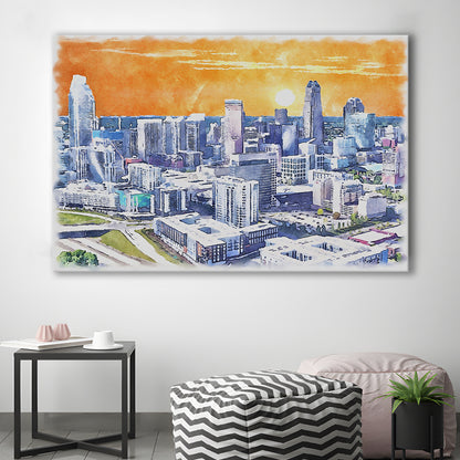 Charlotte Watercolor, Charlotte North Carolina, Sport Art, Gifts for him, Canvas Print Wall Art