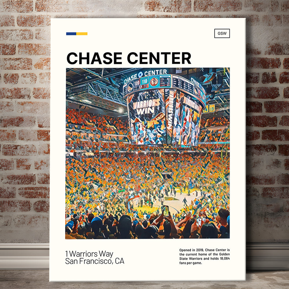 Chase Center Print, Golden State Warriors Stadium Canvas Art, Fan Gifts, Sport Art, Canvas Print Wall Art