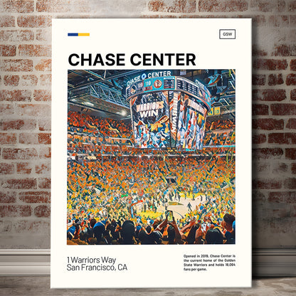 Chase Center Print, Golden State Warriors Stadium Canvas Art, Fan Gifts, Sport Art, Canvas Print Wall Art
