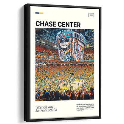 Chase Center Print, Golden State Warriors Stadium Canvas Art, Man Cave Gift, Floating Framed Canvas Print Wall Art